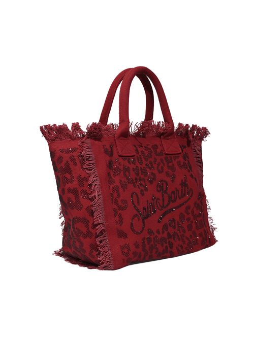 Borsa Vanity regular in canvas di cotone leopardato con strass Mc2 Saint Barth | VANI00100269L